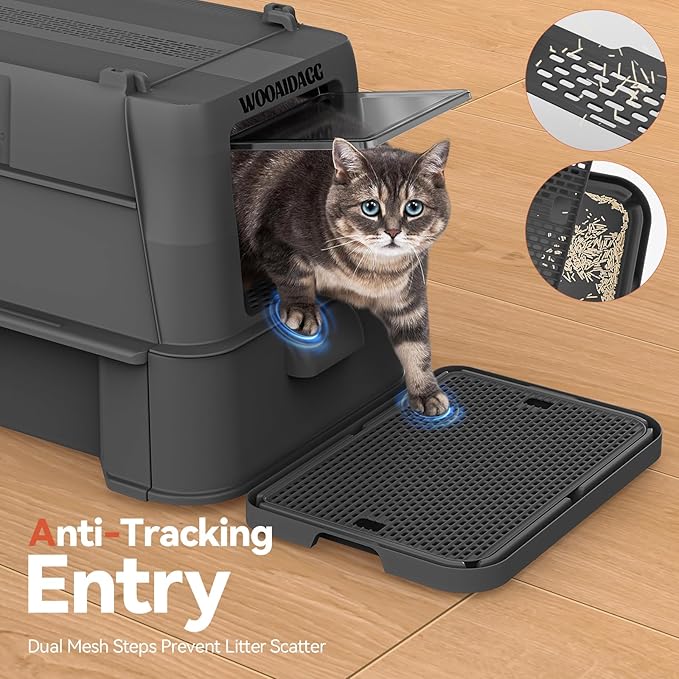 Wooaidagg Enclosed Stainless Steel Cat Litter Box - Image 6