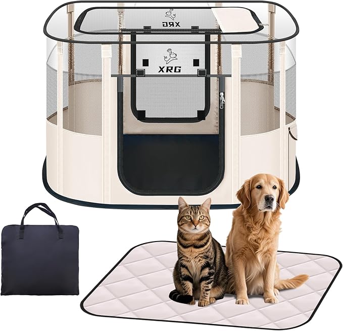 Dog Playpen with Waterproof pad, Portable Pet Crate Kennel Tent, Cat Cages by XRG