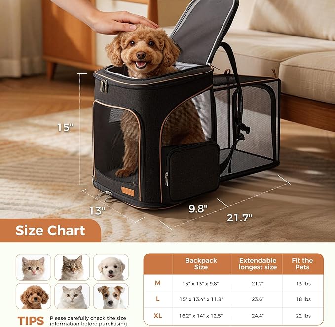 Lekereise Cat Backpack Carrier for Small Dogs and Medium Cat Puppy Kitten Bunny - Image 5