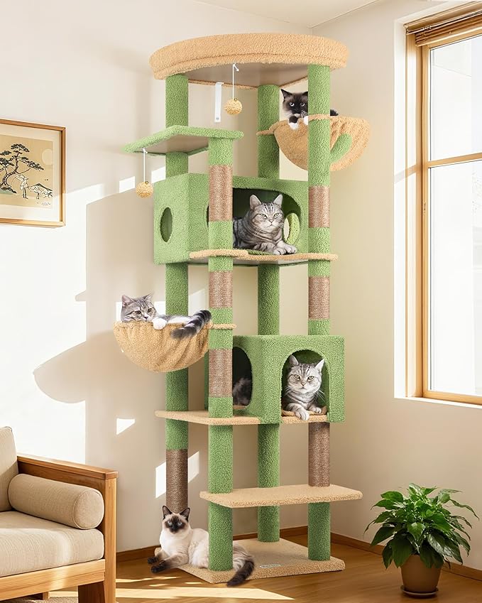 Globlazer Cactus Heavy Duty Cat Tree, 74in Tall Sturdy Cat Tower by Globlazer