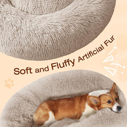 JOLLYVOGUE Dog Bed, Calming Anti-Anxiety Large Dog Bed, Fluffy Donut Cushion - Image 3