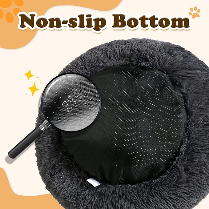JOLLYVOGUE Dog Bed, Calming Anti-Anxiety Large Dog Bed, Fluffy Donut Cushion - Image 4