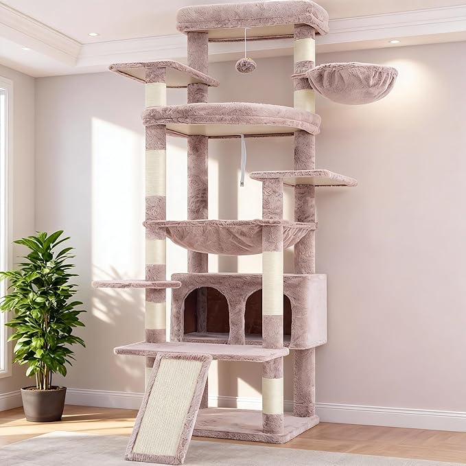 Heybly Tall Cat Tree for Large Cat, 80-inch Multi-Level Cat Tower for Indoor by HEYBLY