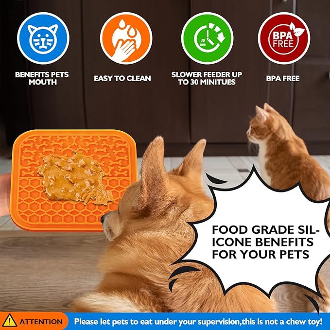 4 Pack Lick Mat for Dogs, Dog Slow Feeder Dowl Mat for Bathing Grooming Nailing - Image 3