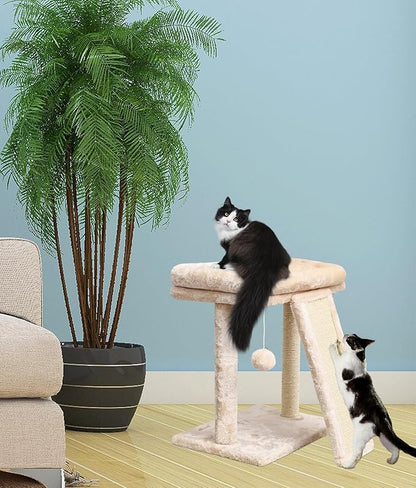 SYANDLVY Small Cat Tree with Scratching Post, Cat Scratching Board with Perch - Image 7