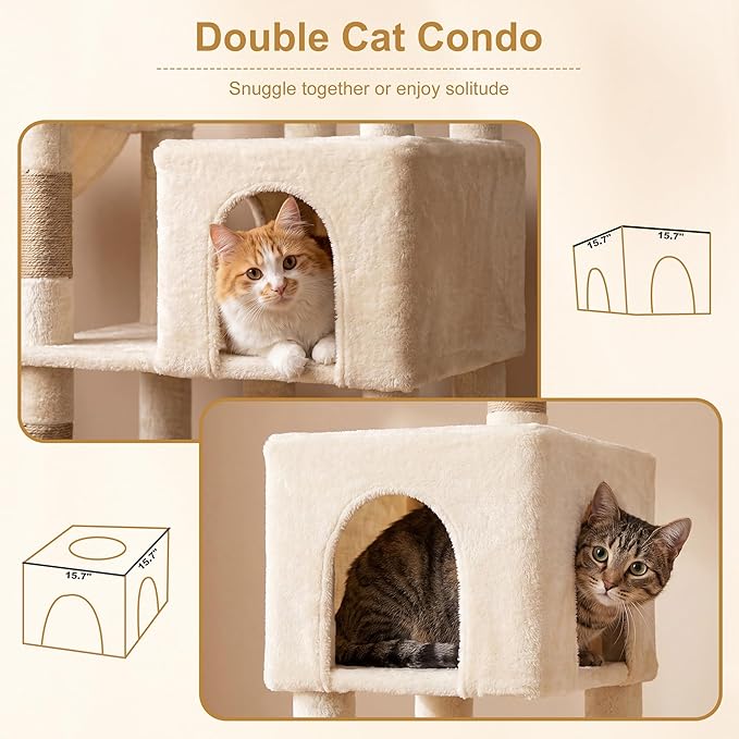 Heybly 68.1" Cat Tree with Oversized Top Platform & Wide Base, Heavy Duty Cat - Image 10