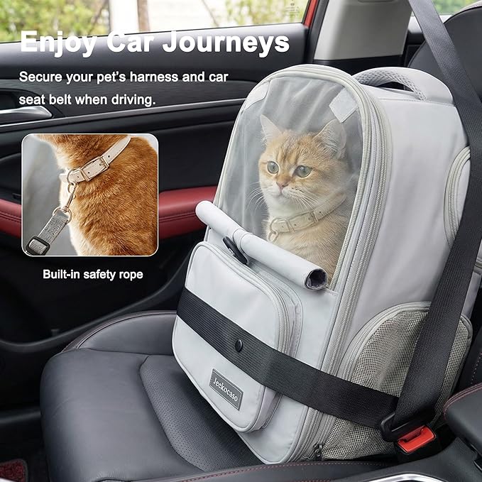 Cat Backpack Carrier Expandable, Breathable Mesh & Lockable Zippers & Shaded - Image 8