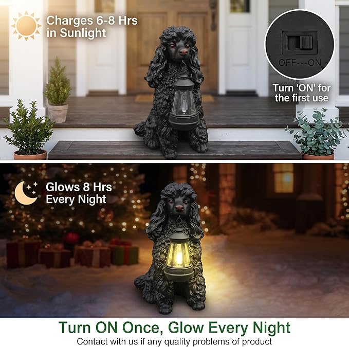 Black Poodle Dog Garden Statue - Image 2