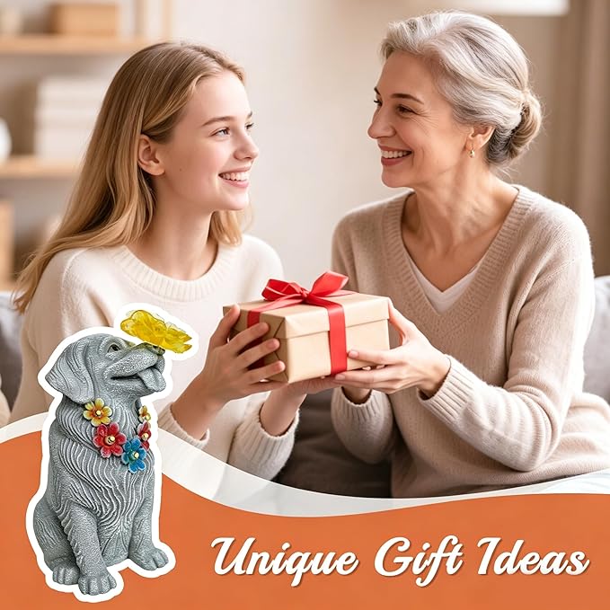 Dog Garden Statue with Solar Butterfly Light - Image 3