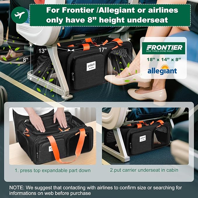 pidipiti 17x13x8 Frontier Allegiant Breeze Airlines Approved top Expandable pet - Image 2