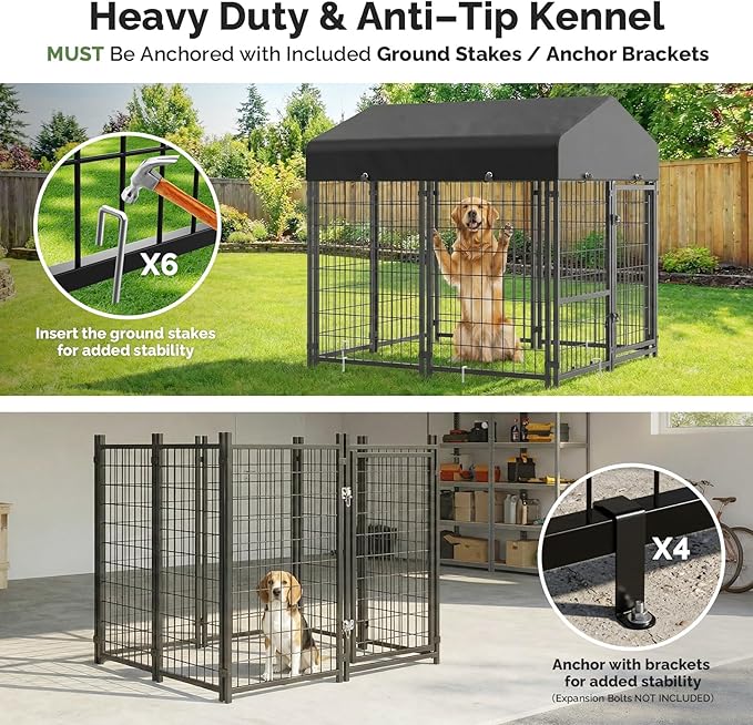 Sino Luban 4x4x4.6FT Dog Kennel Outdoor, Dog Run Enclosure Outside Dog Kennel - Image 3