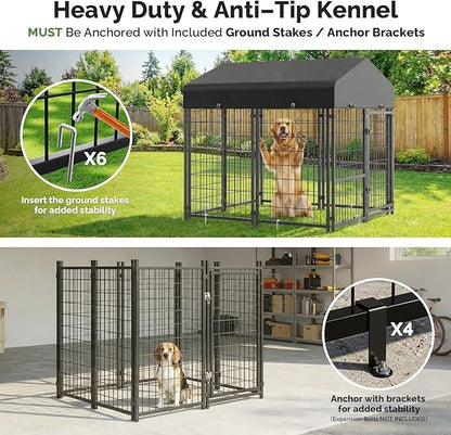 Sino Luban 4x4x4.6FT Dog Kennel Outdoor, Dog Run Enclosure Outside Dog Kennel - Image 3