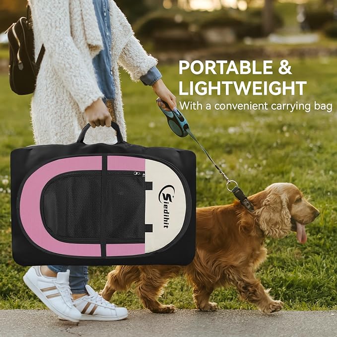 Siedihit Pink Puppy Playpen for Middle Dog Cat, Dog Tent Crates Cage - Image 6