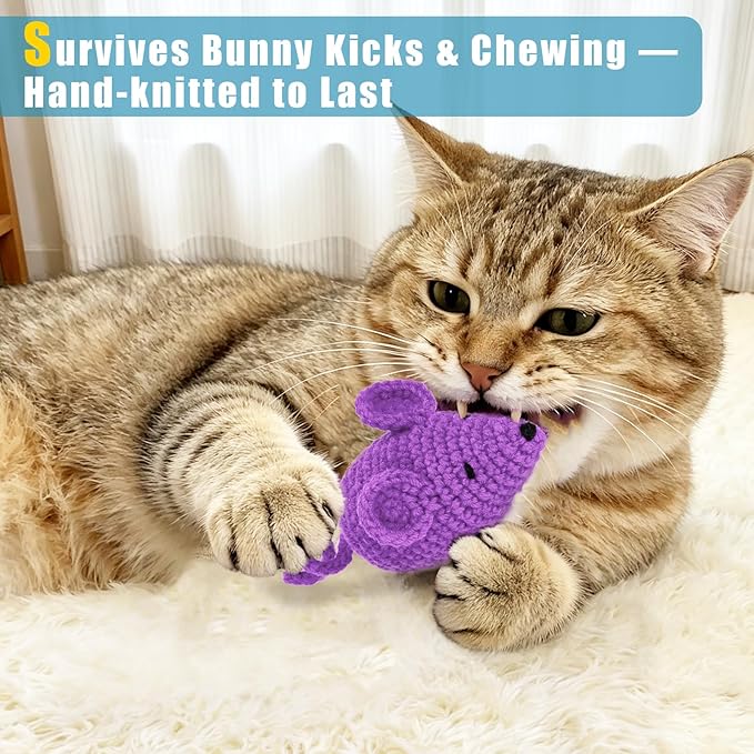 Retro Shaw Catnip Toys Crochet Mice Cat Toys, Stuffed - Image 2
