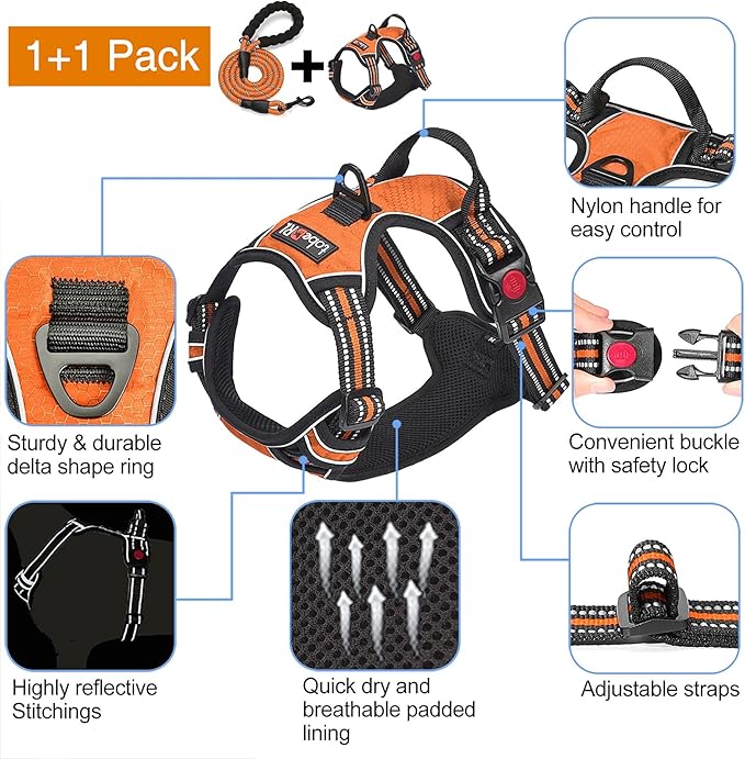tobeDRI No Pull Dog Harness Adjustable Reflective Oxford Easy Control Medium - Image 3