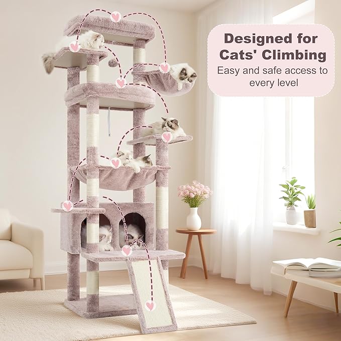 Heybly Tall Cat Tree for Large Cat, 80-inch Multi-Level Cat Tower for Indoor - Image 7
