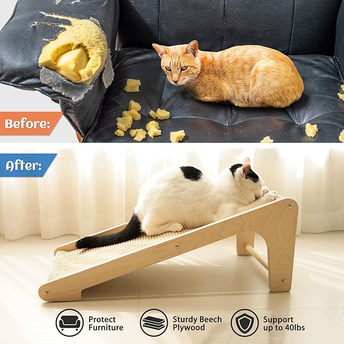 PETKARAY Cat Scratcher, Sisal Scratching Ramp, L Shape Scratch Pad - Image 5