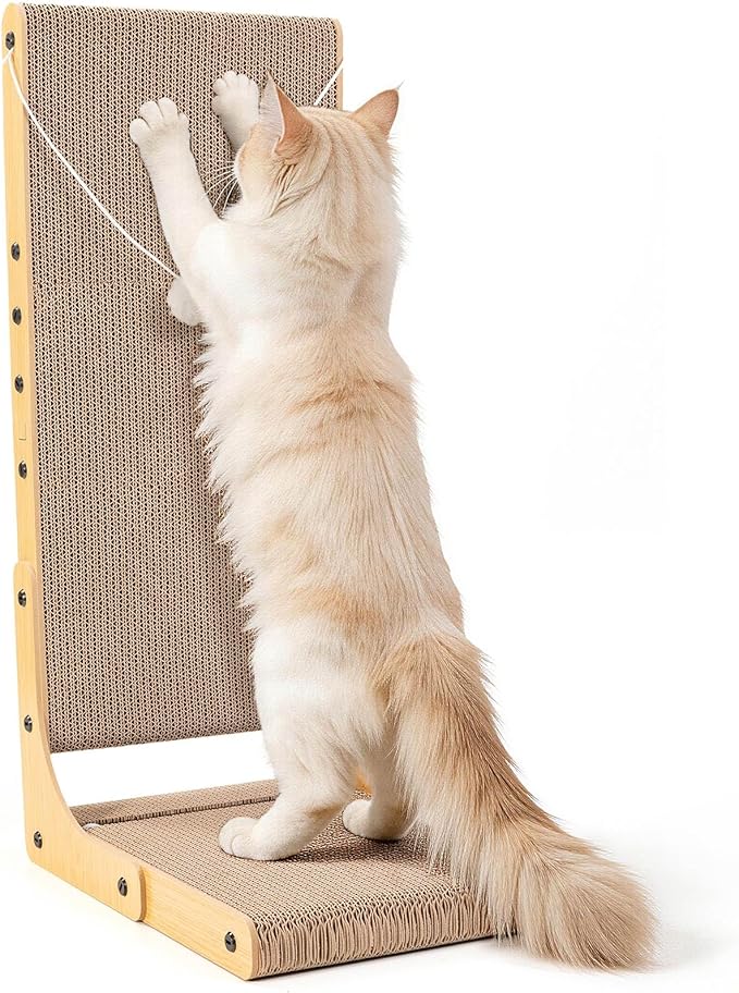 27.6 Inch Reinforced Cat Scratcher, L-Shaped Wall Mount Scratching Post by Unknown