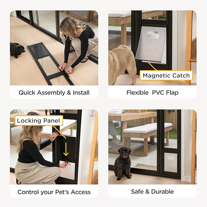 Hakuna Pets Black Glass Patio Pet Door - Image 7