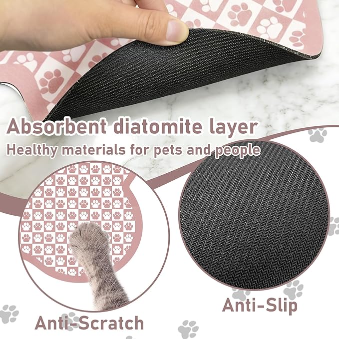 Pet Mats for Food and Water, Non Slip Indoor Quick Dry Cat Bowl Feeding Mats - Image 4