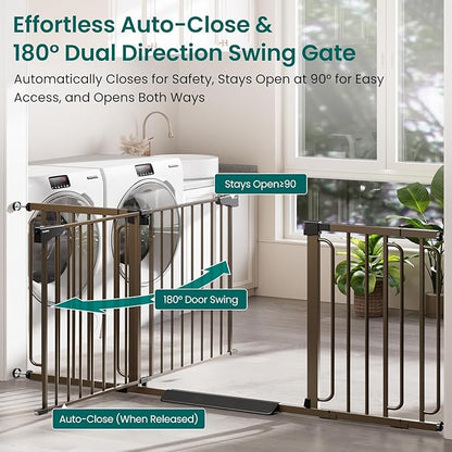 Cumbor Extra Wide Baby Gate, 36.6-69" Walk-Through Dog Gate - Image 4