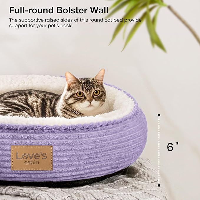 Love's cabin Round Donut Cat and Dog Cushion Bed, 20in Pet Bed - Image 5