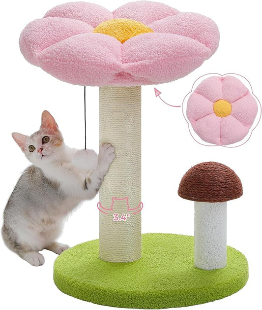 PETEPELA Cat Scratching Post, Mushroom Cat Scratcher Cute Cat Tree Tower by PETEPELA