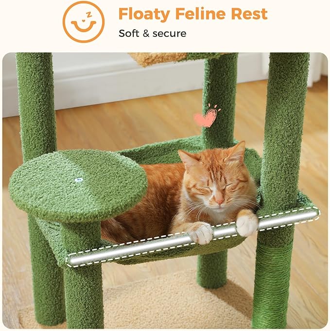 MUTTROS Cactus Cat Tree for Indoor Cats, 44.5" Multi-Level Cat Tower - Image 4