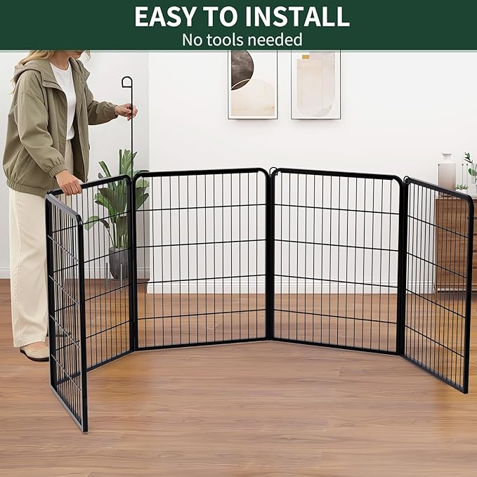 PETIME Dog Playpen, Metal Exercise Puppy Pen Heavy Duty Kennels Yard Fence - Image 4