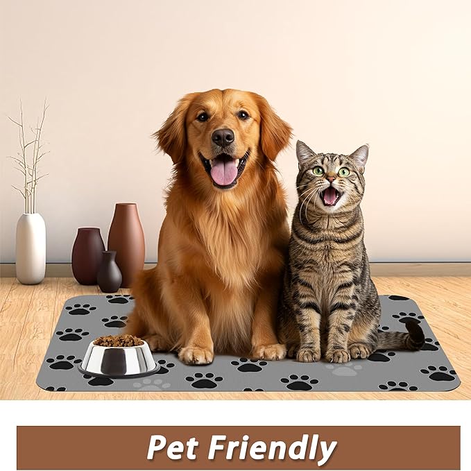 Cat Paw Prints Dog Food Mat for Floors, Non-Slip Pet Feeding Mat, Pet Supplies - Image 6