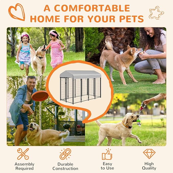 PawHut Outdoor Dog Kennel with Roof, UV-Resistant & Waterproof Cover, - Image 6