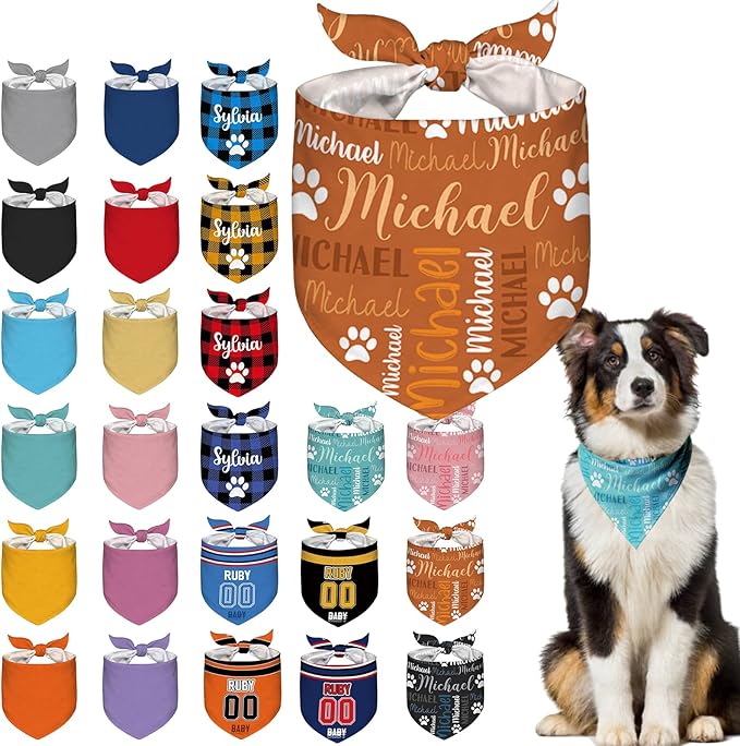 Custom Dog Bandana Personalized Puppy Bandana Customized Name Neckwear Bandanas by Aolun