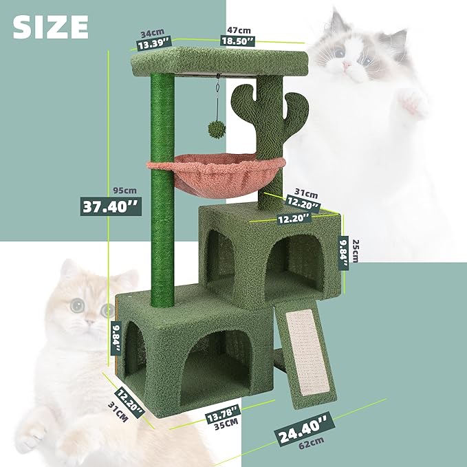 AIWIKIDE 37.4" Cactus Cat Tree Tower - Image 2
