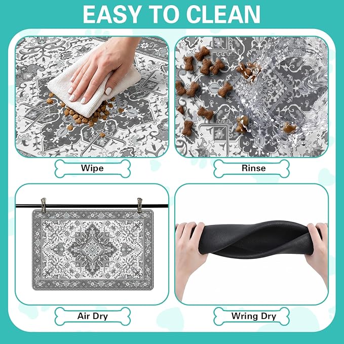 Pet Feeding Mat for Floors Waterproof Dog Mat for Food and Water Absorbent - Image 4