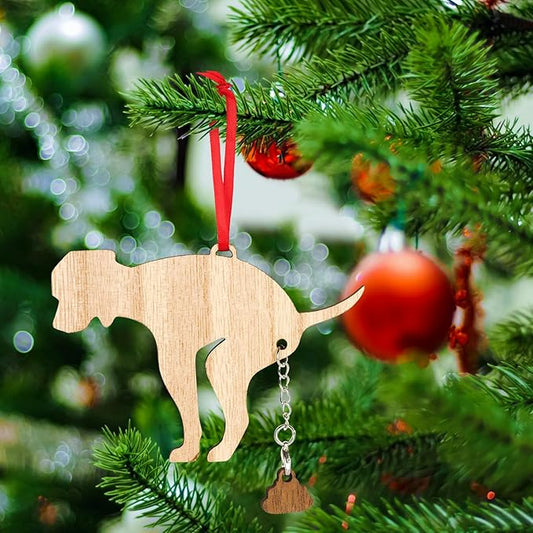 Pet Dog Christmas Ornament, Wooden Christmas Tree Decorations Naughty Quirky by Fowecelt