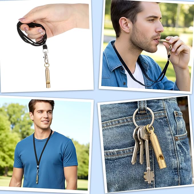 2 PCS Brass Survival Whistle, 125 Db Loud Emergency Whistle Portable Survival - Image 4