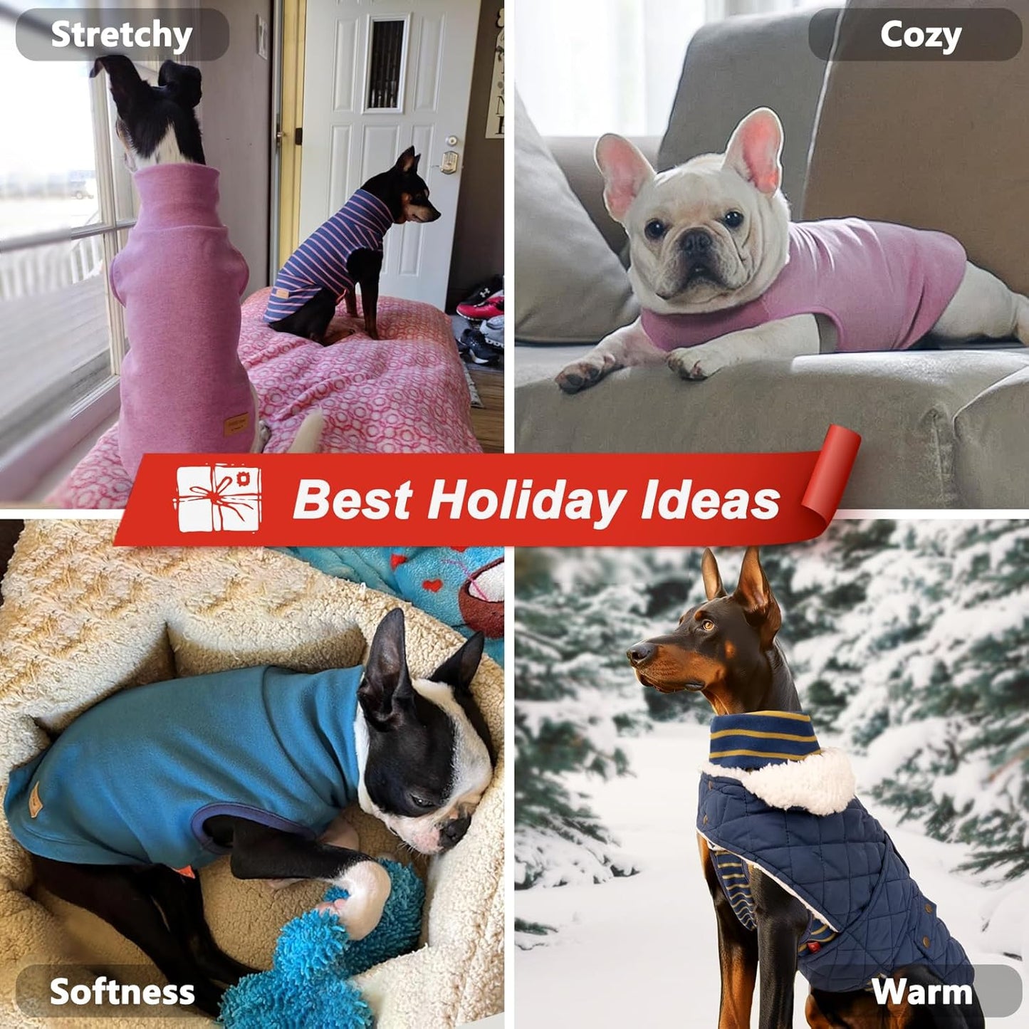 KYEESE 2Pack Dog Sweater Warm Dogs Clothes Pets Sweatshirt Soft Turtleneck Small Pets Sweaters Pet Coats Stretchy Dog Sweaters for Small Dogs Male