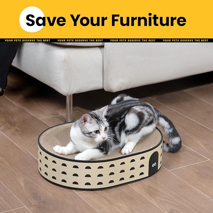 Conlun Oval Cat Scratcher Bed, 2-in-1 Cat Scratching Board, Natural Corrugated - Image 7