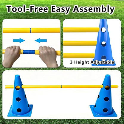 12 Sets Dog Agility Hurdle Cone Set, 3 Height Adjustable Backyard Agility - Image 5