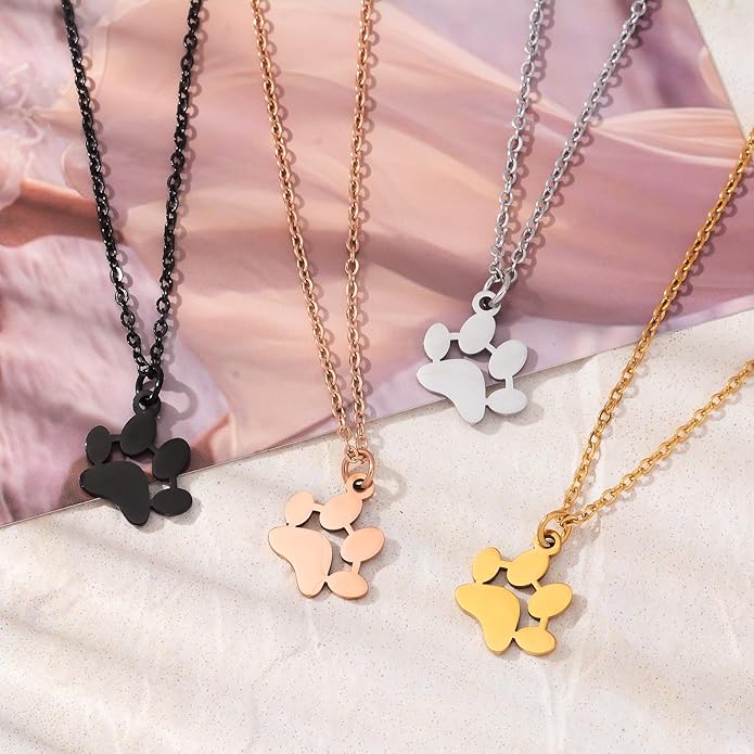 Birthstone necklace for women, Dainty gold necklace, Custom Engraved Paw Name - Image 5