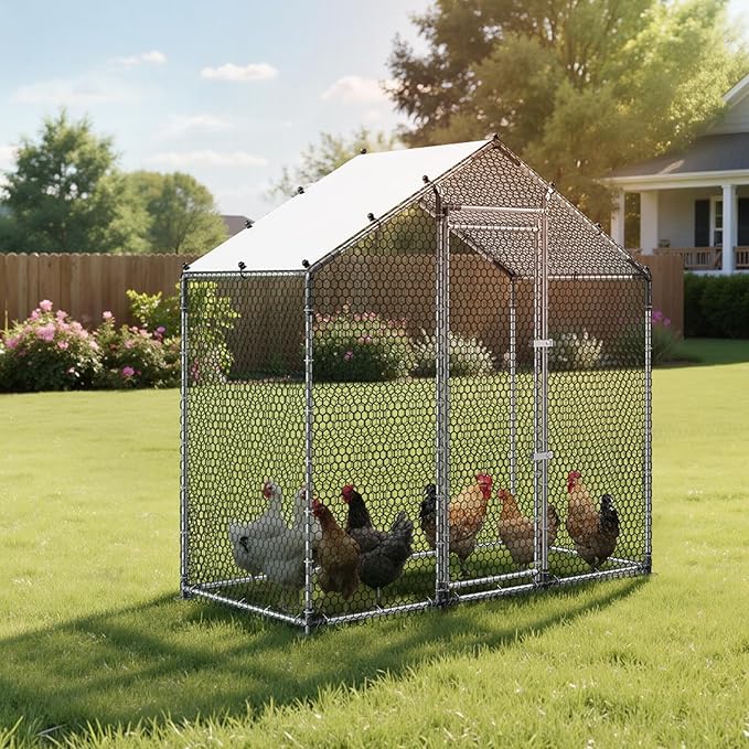 VEVOR Large Metal Chicken Coop, 6.6 x 3.3 x 6.6 ft, Walk-in Chicken Run House - Image 8