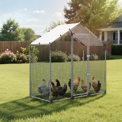 VEVOR Large Metal Chicken Coop, 6.6 x 3.3 x 6.6 ft, Walk-in Chicken Run House - Image 8