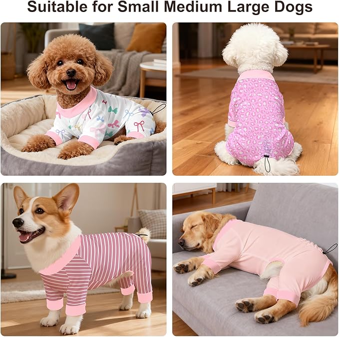 Bienbee Dog Pajamas, 4 Pack Dog Recovery Suit Shedding Suit Cute Soft Puppy - Image 3