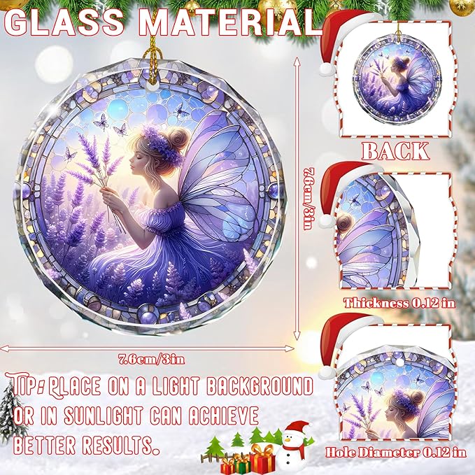 Stained Glass Fairy Christmas Ornaments, Elegant Christmas Tree Ornaments - Image 2