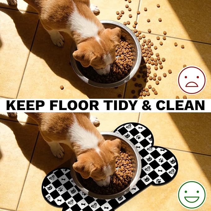 Pet Dog Cat Food Mat, Absorbent Bone Shaped Dog Bowl Mats - Image 6
