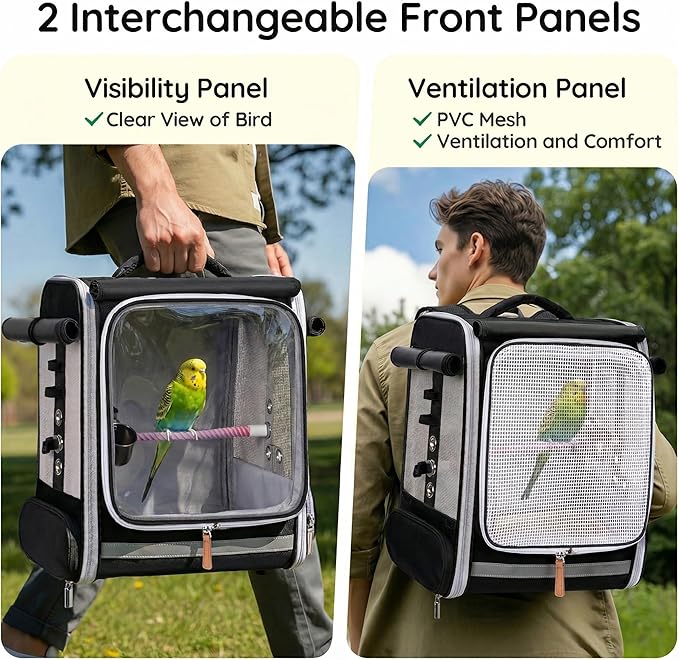 Mancro Bird Carrier Backpack for Small Birds, Bird Backpack - Image 3