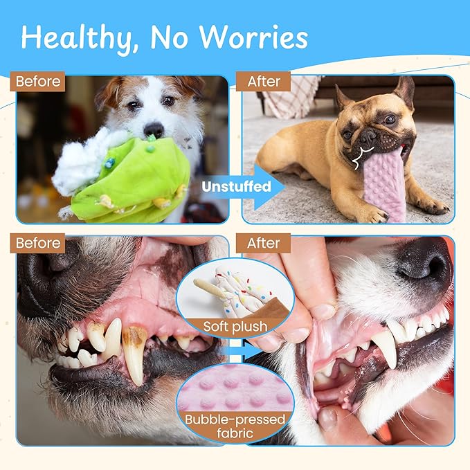 Nocciola 3 PC No Stuffing Small Dog Toys, Removable Crinkle Squeaky Durable Dog - Image 5
