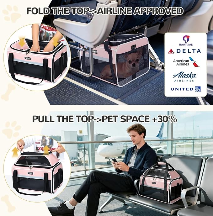 Lekereise Top-Expandable Pet Carrier 17x11x9.5 Inch Alaska Hawaiian Airline - Image 5