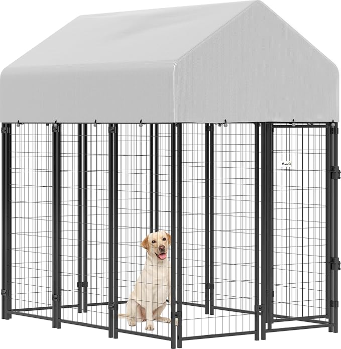 PawHut Outdoor Dog Kennel with Roof, UV-Resistant & Waterproof Cover, by PawHut