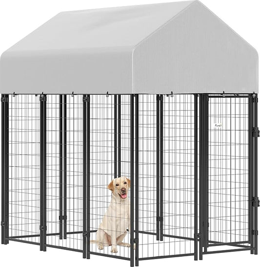 PawHut Outdoor Dog Kennel with Roof, UV-Resistant & Waterproof Cover, by PawHut